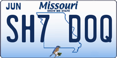 MO license plate SH7D0Q