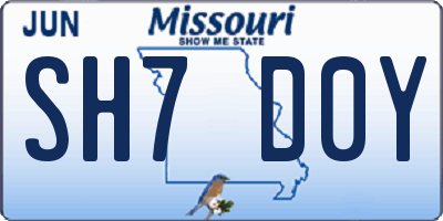 MO license plate SH7D0Y