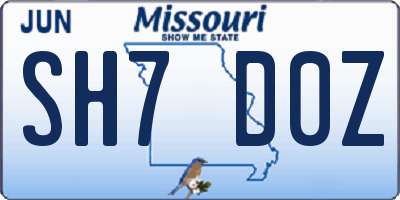 MO license plate SH7D0Z