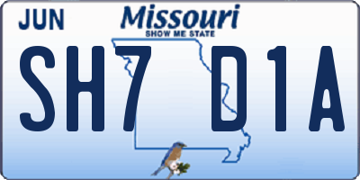 MO license plate SH7D1A