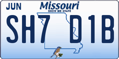 MO license plate SH7D1B