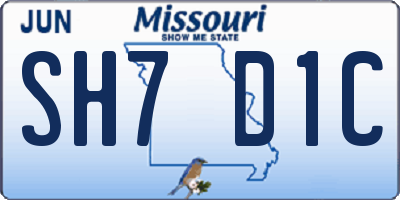MO license plate SH7D1C