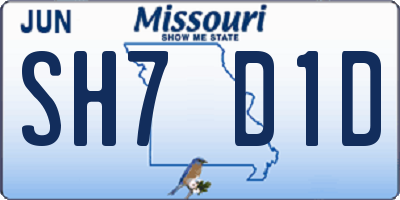 MO license plate SH7D1D