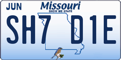 MO license plate SH7D1E