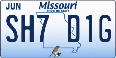 MO license plate SH7D1G
