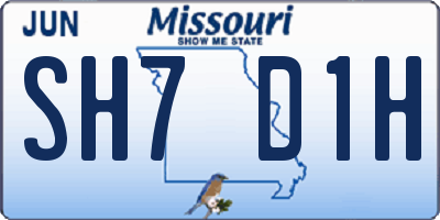 MO license plate SH7D1H