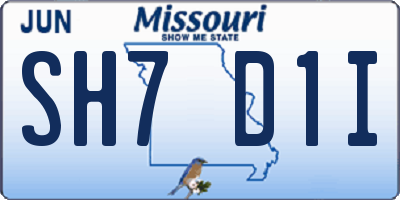MO license plate SH7D1I