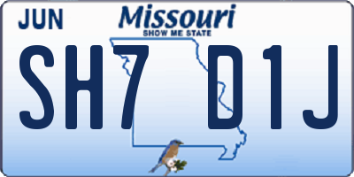 MO license plate SH7D1J