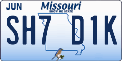 MO license plate SH7D1K
