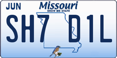 MO license plate SH7D1L