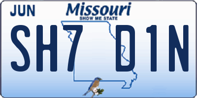 MO license plate SH7D1N