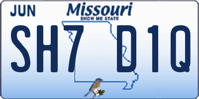 MO license plate SH7D1Q