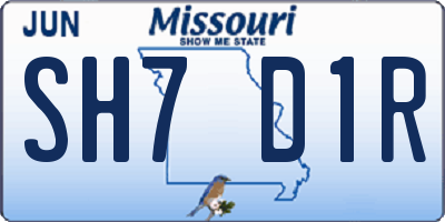 MO license plate SH7D1R