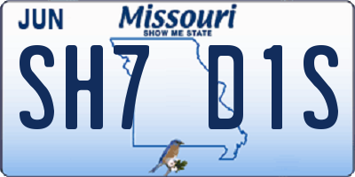 MO license plate SH7D1S