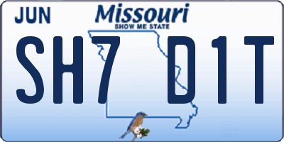 MO license plate SH7D1T