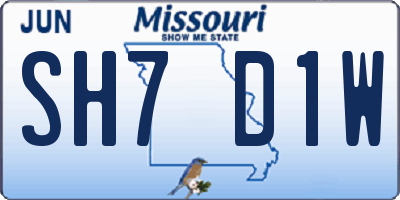 MO license plate SH7D1W