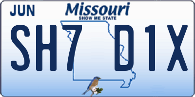 MO license plate SH7D1X