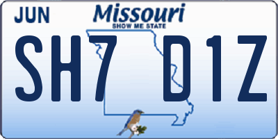 MO license plate SH7D1Z