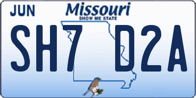 MO license plate SH7D2A