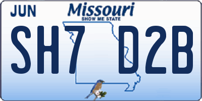 MO license plate SH7D2B