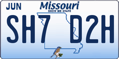 MO license plate SH7D2H