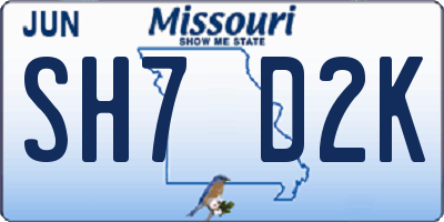 MO license plate SH7D2K