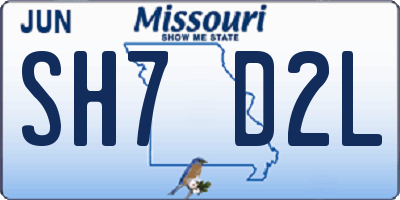 MO license plate SH7D2L