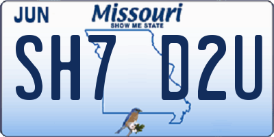 MO license plate SH7D2U