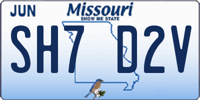 MO license plate SH7D2V