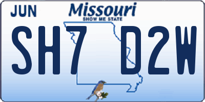 MO license plate SH7D2W