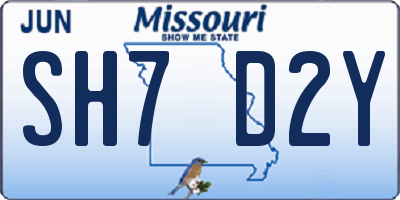 MO license plate SH7D2Y