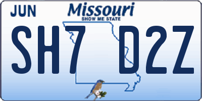 MO license plate SH7D2Z