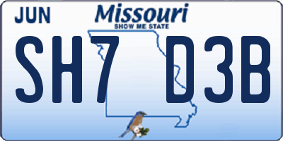 MO license plate SH7D3B