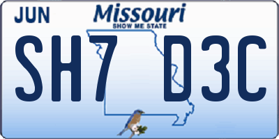 MO license plate SH7D3C