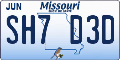 MO license plate SH7D3D