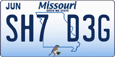 MO license plate SH7D3G