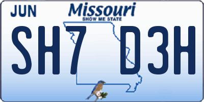 MO license plate SH7D3H