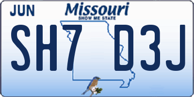 MO license plate SH7D3J