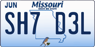 MO license plate SH7D3L