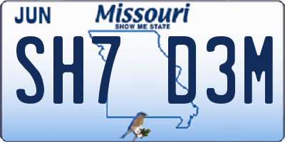 MO license plate SH7D3M