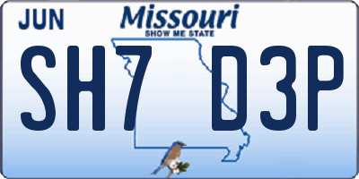 MO license plate SH7D3P
