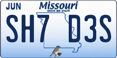 MO license plate SH7D3S