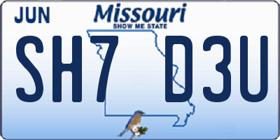 MO license plate SH7D3U