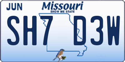 MO license plate SH7D3W