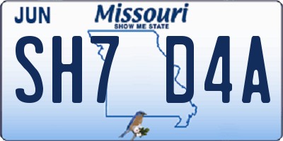 MO license plate SH7D4A