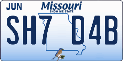 MO license plate SH7D4B