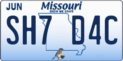 MO license plate SH7D4C