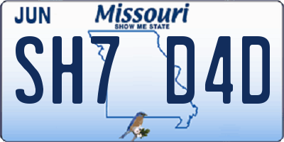 MO license plate SH7D4D
