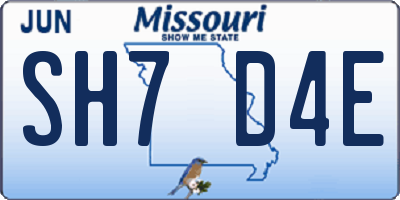 MO license plate SH7D4E
