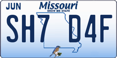 MO license plate SH7D4F